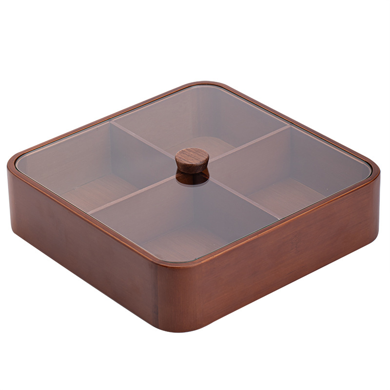 Hộp trái cây sấy khô gia dụng phòng khách, hạt dưa, kẹo, bàn cà phê, hạt gỗ nguyên khối, đĩa đựng trái cây, đặt giải khát, kiểu Trung Quốc mới