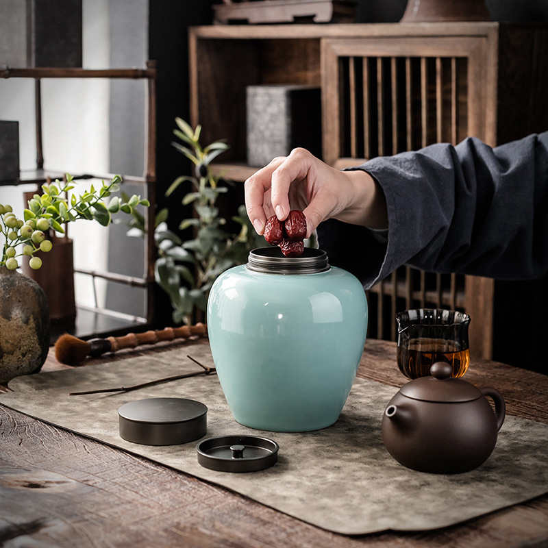 Bán buôn bình trà gốm sứ phong cách retro bình kín bình bảo quản bình rỗng Bình gốm sứ phong cách Trung Quốc