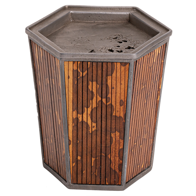 Xiangfeizhu lục giác Jianshui retro nhỏ pha khô Bộ trà Kungfu Thùng bã trà bát nước rửa trà đạo phụ kiện rửa trà