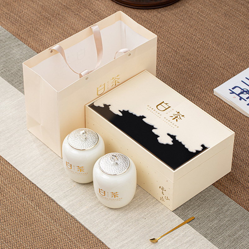 Hộp quà trà trắng Anji Bao bì hộp trà cao cấp Hộp quà rỗng Trà trắng cổ Fude phiên bản đặc biệt Hộp trà gốm sứ