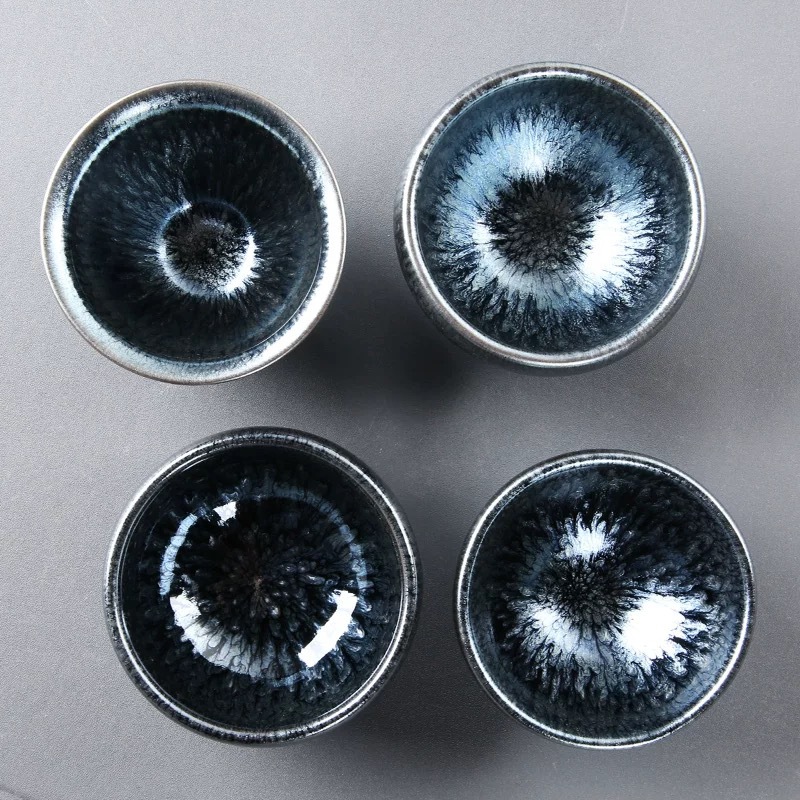 Tách trà Jianyang Jianzhan Black Bud Hundred Flowers Zen Cup, men khoáng nguyên chất, men gốc, tách trà cao cấp, bộ trà Kung Fu, kích thước trung bình.