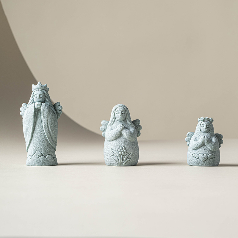 Đá sa thạch xanh sáng tạo đồ trang trí nhỏ vật nuôi trà nữ thần Hailiya đồ trang trí cảnh quan phong cách Trung Quốc trang trí phòng khách để bàn