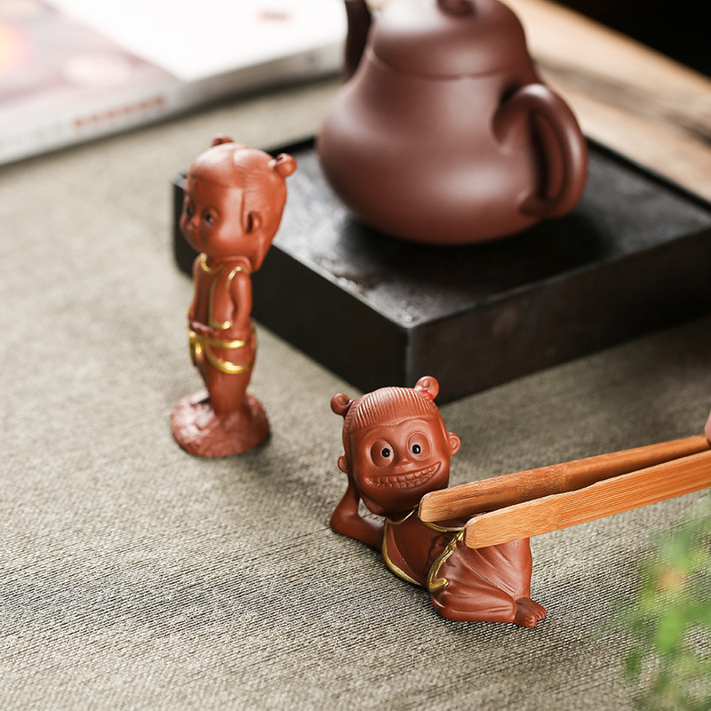 Đồ trang trí thú cưng trà cát tím cao cấp có thể nâng cao bàn trà Nezha chơi trà mini handmade khay trà trang trí trà đạo phụ kiện bộ trà