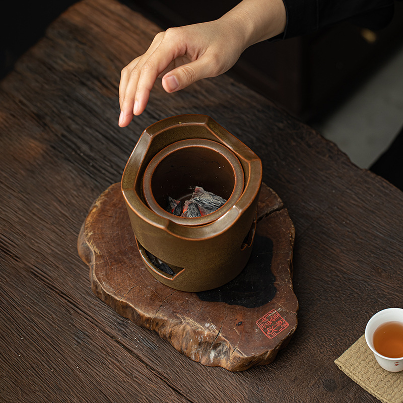 Bếp than, bếp than, bếp không khí, bếp nhỏ, chịu nhiệt độ cao, có thể làm khô các tay cầm bên, bộ dụng cụ pha trà và pha trà Kung Fu