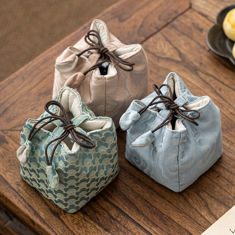 Du Lịch Túi Nồi Dệt Cloud Cốc Túi Thổ Cẩm Handmade Chống Rơi Mới Chinoiserie Retro Túi Bảo Quản Chủ Cốc Trà vải Nghệ Thuật