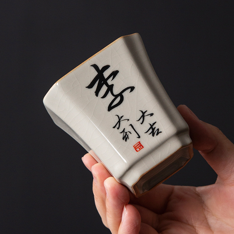 Cốc chủ nhân họ viết tay Ruyao, cốc trà, bộ trà Kung Fu đơn bằng gốm sứ, cốc trà chuyên dụng cá nhân cao cấp