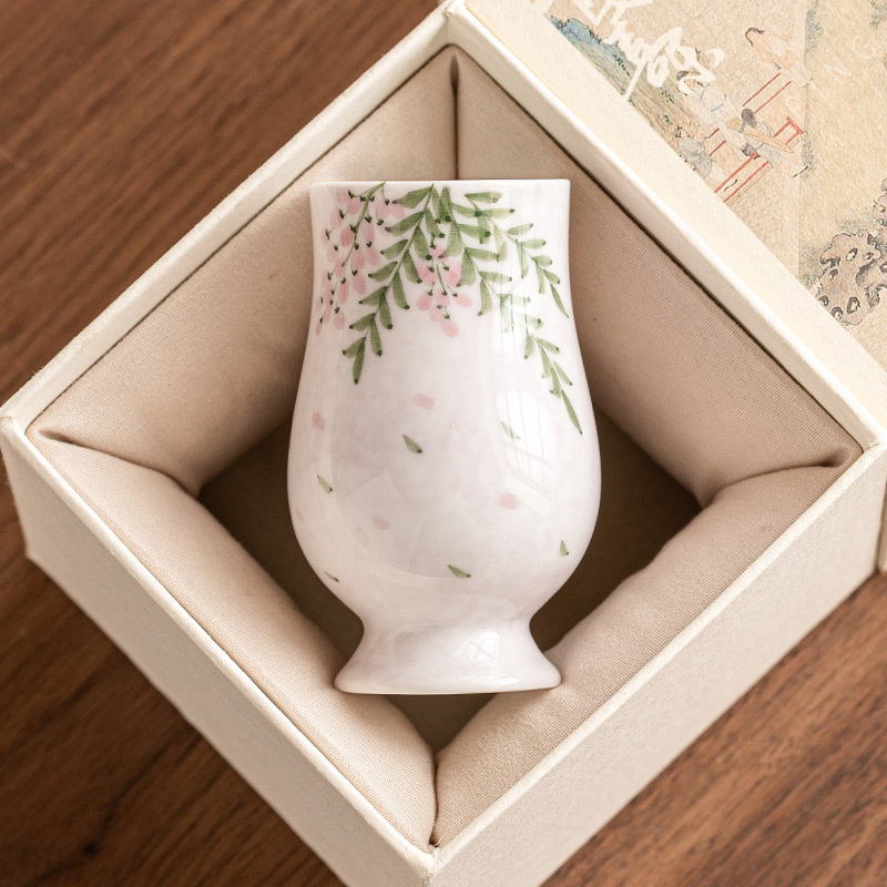 Tách trà chiết eo hoa tử đằng vẽ tay tách trà cốc chủ nhân giá trị cao cốc uống trà gốm sứ Trung Quốc