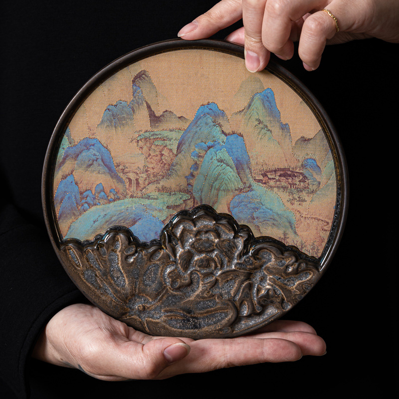 Đĩa pha khô Ngàn Dặm đơn giản, Đĩa trà gốm, đĩa trái cây, Bộ trà Kung Fu, khay trà, Khay trà, bàn trà, khay trà