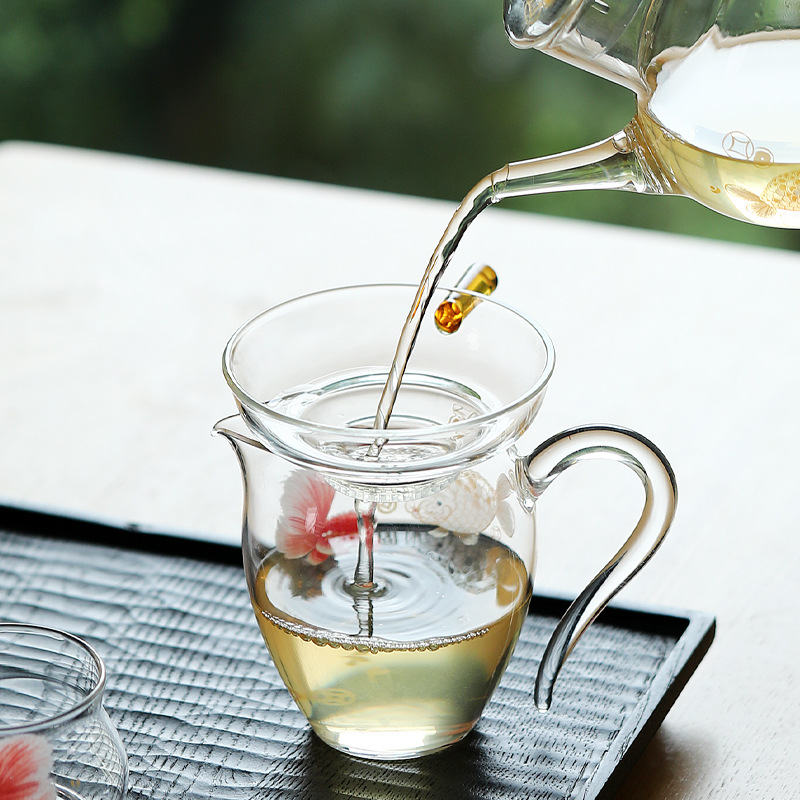 Cao borosilicate thủy tinh chịu nhiệt lọc trà lọc trà bộ phụ kiện lọc lá trà tách trà phễu