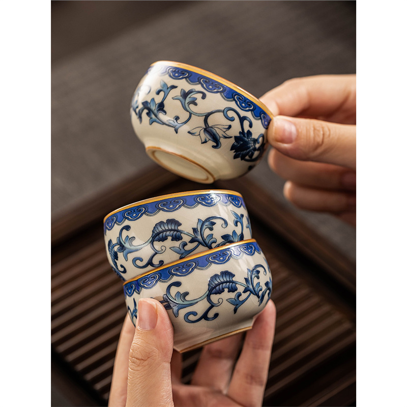 Bộ trà Ruyao màu xanh và trắng, cốc chủ sở hữu, tách trà cá nhân cao cấp, trà gốm sứ, cốc đơn, bộ trà Kung Fu, cốc trà