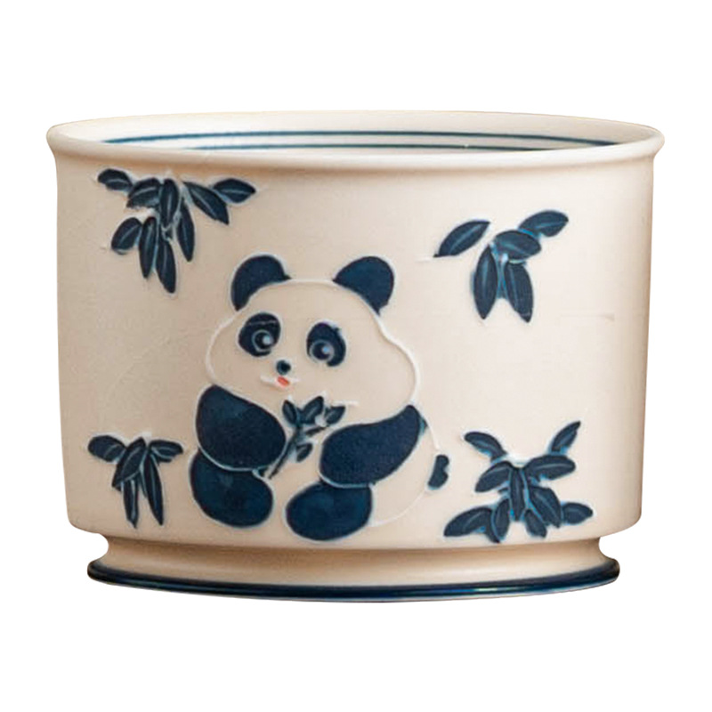 Cốc chủ nhân gấu trúc vẽ tay cốc đơn cốc ống thẳng gia dụng Bộ trà Kung Fu Trung Quốc cốc trà gốm sứ cốc trà