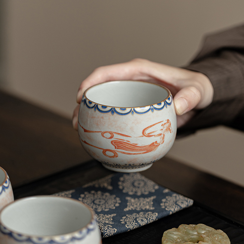 Đôn Hoàng Feitian Luohan Cup Ru Kiln mở ra có thể nuôi gốm sứ uống trà chén gia dụng chén trà chén chủ nhân chén trà Kung Fu