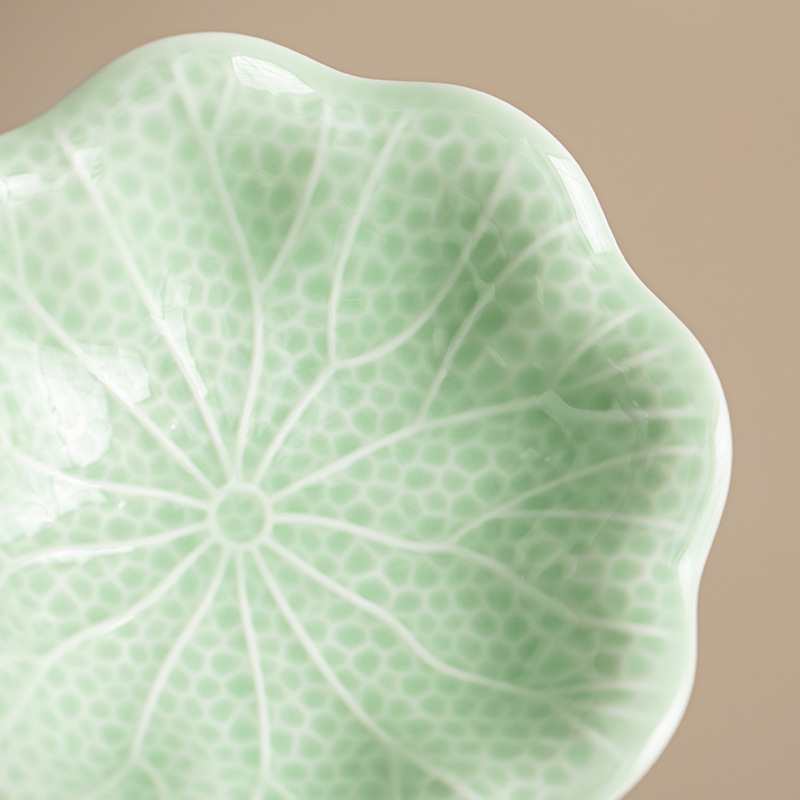 Khay giải khát bằng lá sen, khay đựng đồ ăn vặt bằng gốm sứ gia dụng, khay đựng trái cây, khay đựng đồ ăn vặt phòng khách, khay đựng hạt trái cây khô