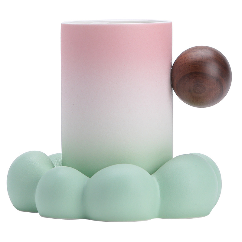 Cốc Cloud Cup Gốm gradient Cốc văn phòng tại nhà dành cho nữ Cốc cà phê đặc biệt có đế lót ly Cốc uống nước Lưu niệm