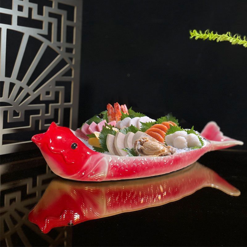 Cá chép cỡ lớn nổi tiếng trên mạng Sáng Tạo cá nhân hóa đĩa cá nhựa cao cấp Nhà hàng khách sạn đặc trưng đĩa đồ ăn đá khô