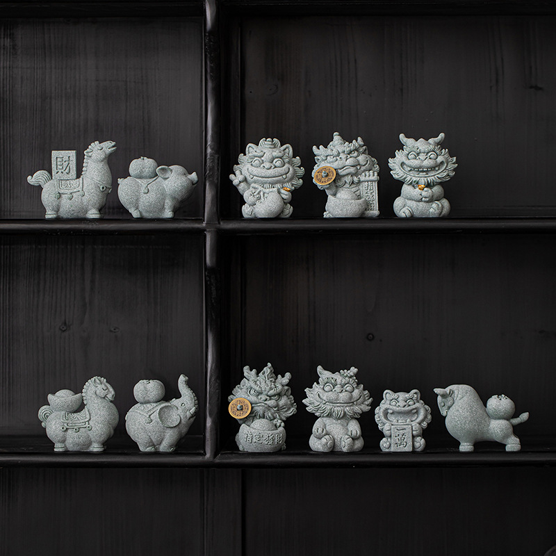 Đá sa thạch xanh trà sáng tạo thú cưng giàu có tốt lành trang trí văn phòng nhà thủ công bàn trà phụ kiện bút hương