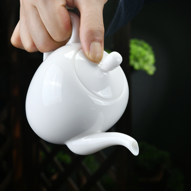 Ấm trà sứ trắng ngọc bích Dehua ấm trà Kung Fu ấm trà Trà đen ấm trà gốm sứ gia dụng ấm trà nhỏ ấm trà Xi Shi