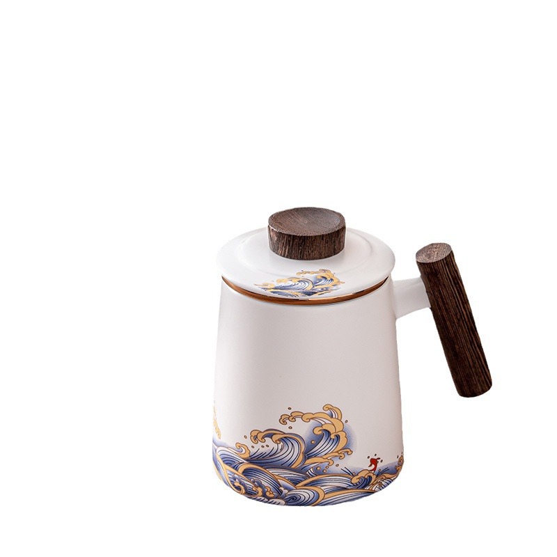 Cốc trà gốm sứ cốc tách nước trà gia dụng văn phòng Cốc pha trà có nắp lọc Cốc pha trà theo yêu cầu khắc logo cho nam giới