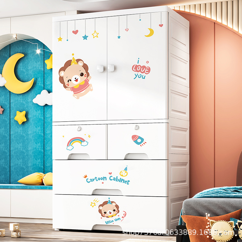 Super Peng 70 chiều rộng mở cửa tủ lưu trữ tủ nhựa lắp ráp tủ treo quần áo trẻ em tủ quần áo trẻ em