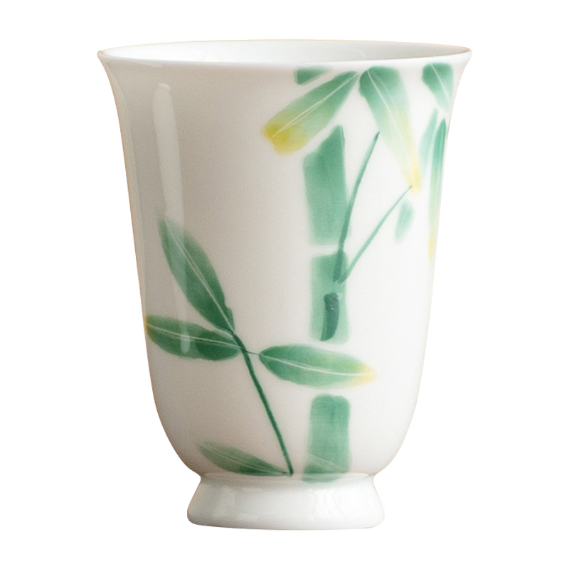 Cốc trà xám thực vật cốc chủ nhân vẽ tay lễ hội nâng cao chân cao cốc thơm cốc uống trà gia dụng đặc biệt cốc trà