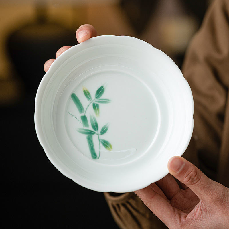 Khay dụng cụ pha trà màu xám cỏ cây ấm hình hoa cao cấp vẽ tay, khay đựng trà dùng trong gia đình kiểu Trung Quốc, khay đựng ấm trà, đệm ấm trà