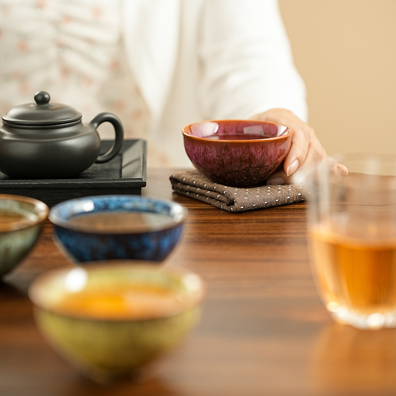 Chén trà biến hình lò nung kiểu Trung Quốc giải phóng mặt bằng cốc trà bộ chén trà công phu gốm sứ bộ chén trà phong cách Trung Quốc thủ công gia dụng