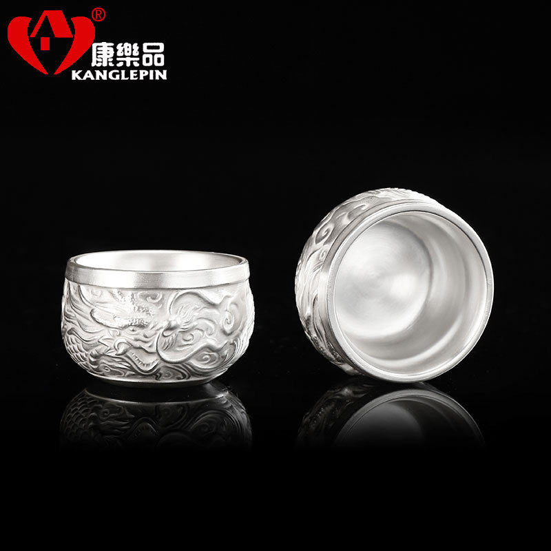 Bộ ấm trà bốn tách màu tím cát rồng bốn biển mạ bạc 999