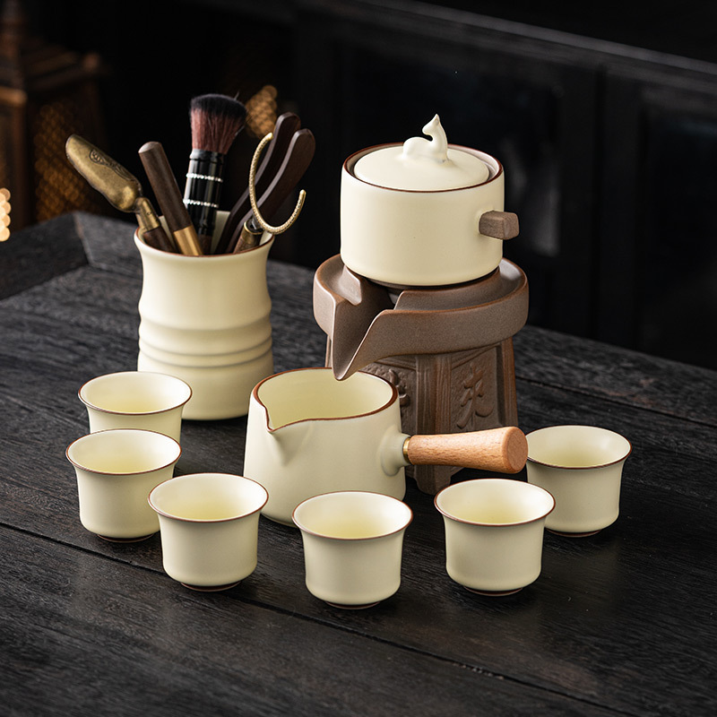 Bộ ấm trà Ru Kiln kiểu mới 2024 Bộ ấm trà Kung Fu bán tự động dành cho người lười gia dụng bán buôn ấm pha trà cao cấp sang trọng nhẹ