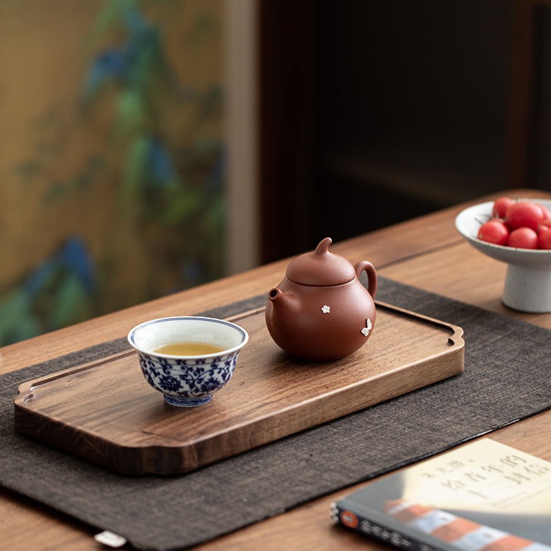 Sứ tím cát cà tím bầu nồi trà nhà ngoài trời văn phòng đơn giản bộ trà ấm trà tách trà hộp quà tặng