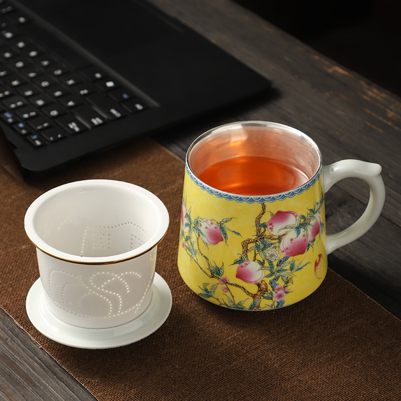 Cốc trà cao cấp Jingdezhen cốc nước tráng men cặp đôi Cốc pha trà tách nước cốc chuyên dụng cá nhân