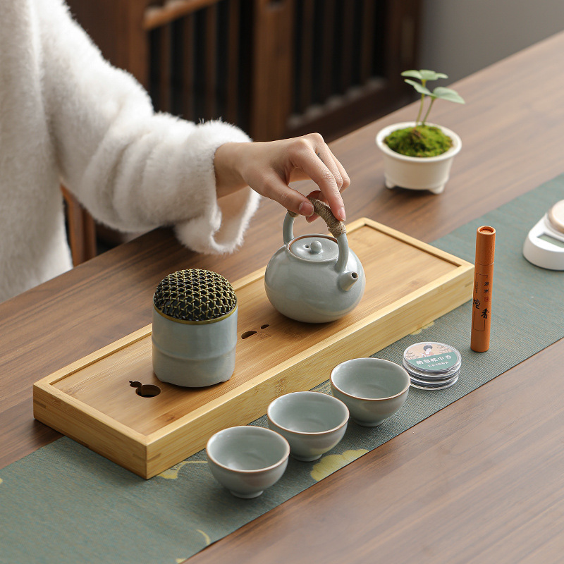 Bộ ấm trà Xiangdao Kung Fu, lư hương Ru Kiln, tổ hợp chậu xà, công ty tặng quà bằng gốm sứ cho khách hàng