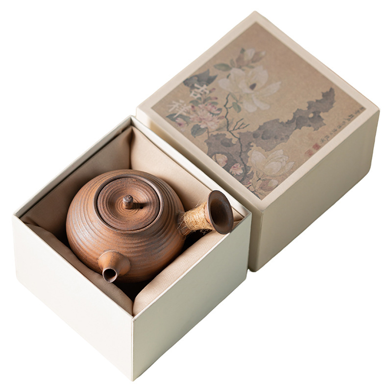 Ấm tay cầm cần râu gấp bằng đất sét đá cũ ấm pha trà gia dụng cổ điển ấm cầm tay chống bỏng bộ trà Kung Fu gốm sứ ấm đơn