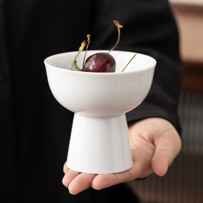Cốc uống trà chân cao Cỡ Nhỏ kiểu Nhật, đĩa phục vụ trà gốm sứ, đĩa phục vụ bánh ngọt, Đĩa hoa quả khô, đĩa ăn nhẹ, phụ kiện trà đạo