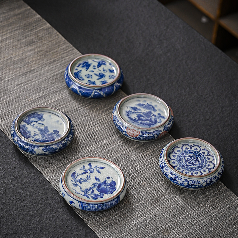 Bộ ấm trà cao cấp có nắp màu xanh và trắng Jingdezhen, bộ ấm trà Kung Fu, bộ ấm chén, tấm cách nhiệt, tấm trà đạo, tấm trà cổ điển