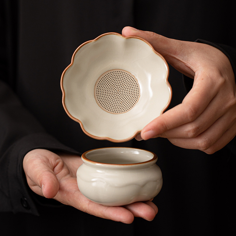 Bộ lọc bã trà trà màu be Ruyao Bộ lọc lọc trà phụ kiện bộ trà Kung Fu có thể mở ra để nâng cao chất lượng cao cấp sang trọng nhẹ