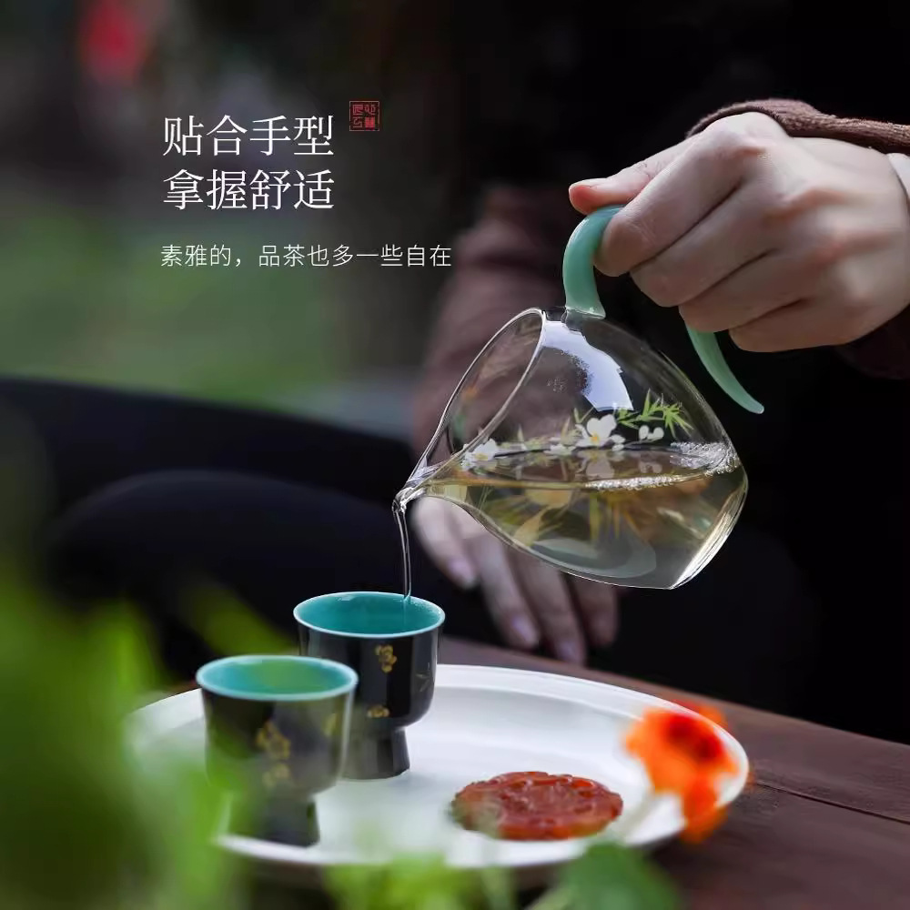 Cốc công tắc dày kiểu Trung Quốc cốc thủy tinh chịu nhiệt cốc công cộng gia dụng nhỏ tươi mát Bộ trà Kungfu Nhật Bản