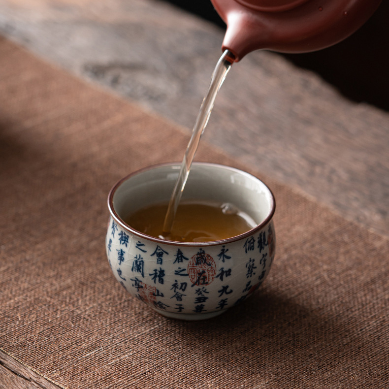 Cốc chủ nhân gốm sứ dày màu xanh và trắng cổ cốc đơn Lanting chuỗi Retro tách trà nhỏ chén trà chén trà Bộ trà Kung Fu