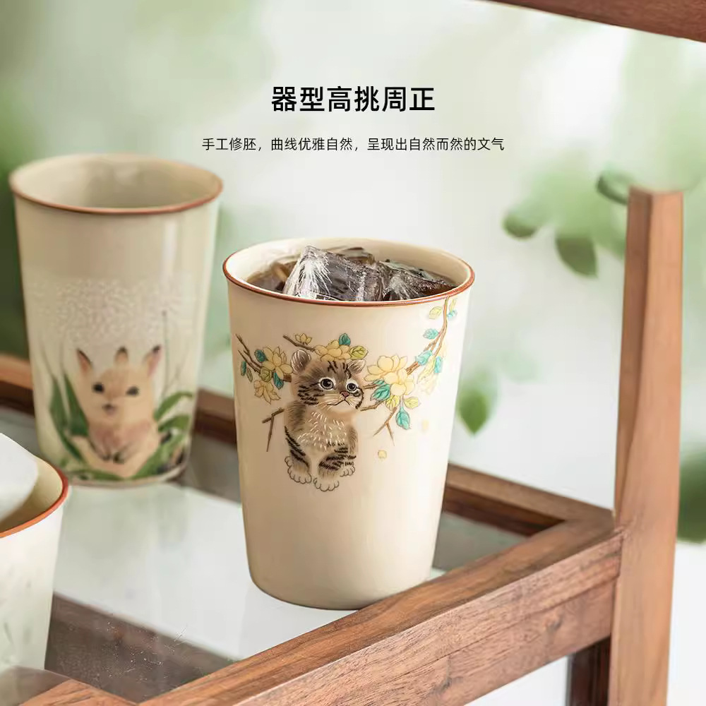 Cốc Cốc Cốc Cốc Cốc Cốc pha trà gốm sứ cỡ lớn gia dụng Ruyao cốc đơn Bộ trà Kung Fu hộp quà