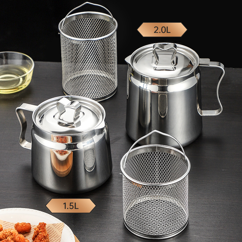 Nồi dầu inox 304 Lehai nồi dầu lọc dung tích lớn dùng trong nhà bếp nồi dầu có lưới lọc nồi dầu nồi thuốc bảo quản dầu