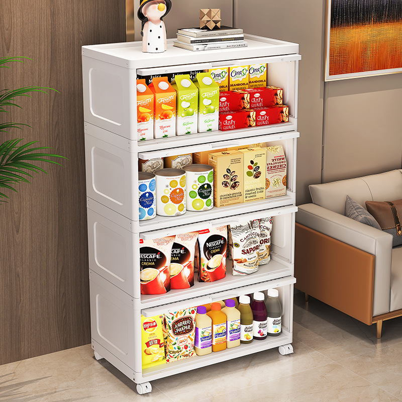 Tủ đựng đồ ăn nhẹ phòng khách gia dụng trong suốt nhiều lớp bằng nhựa kiểu lật chiều rộng 40-70 tủ đựng đồ chơi trẻ em