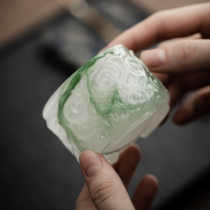 Cốc chủ nhân màu ngọc bích màu trắng cốc cá nhân Trung Quốc uống trà uống trà cốc đơn bộ trà kungfu gia dụng cốc cỡ nhỏ