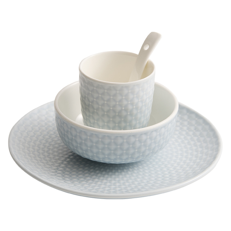 Bộ bát đĩa gốm sứ bốn mảnh, bộ bát đĩa dùng cho một người dùng trong gia đình, bộ đồ ăn khách sạn, bộ đồ ăn thương mại