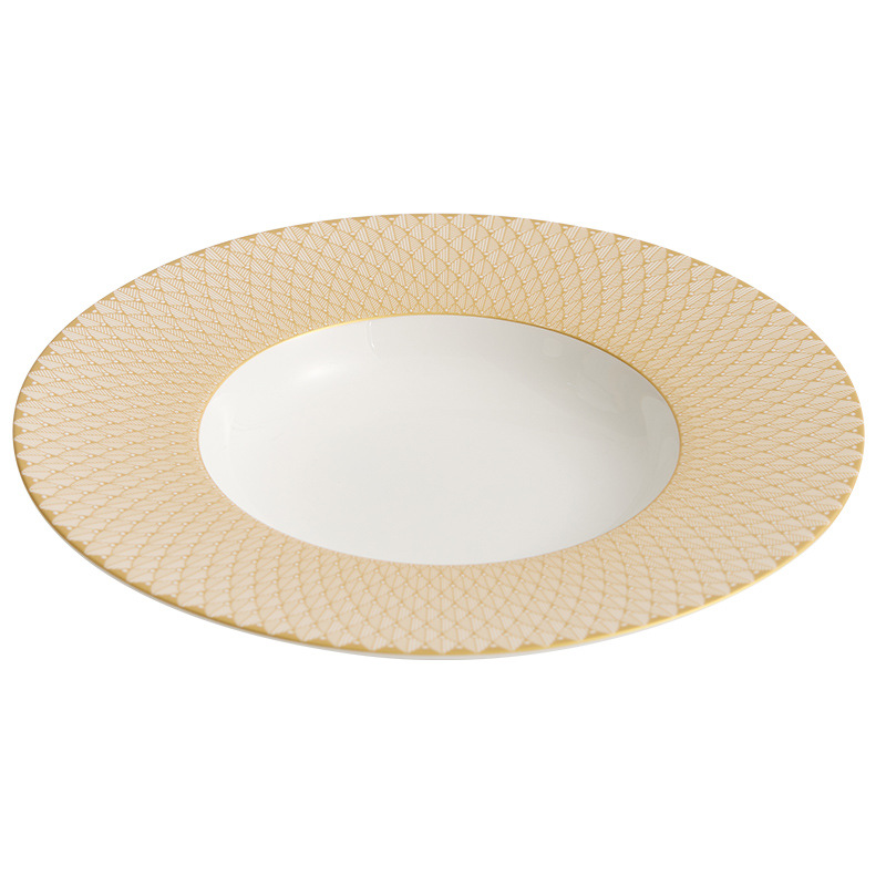 Đĩa mũ rơm gốm vàng Renaissance Đĩa gia dụng Đĩa salad trái cây cao cấp Đĩa ăn phương Tây Đĩa mì Ý nhà hàng