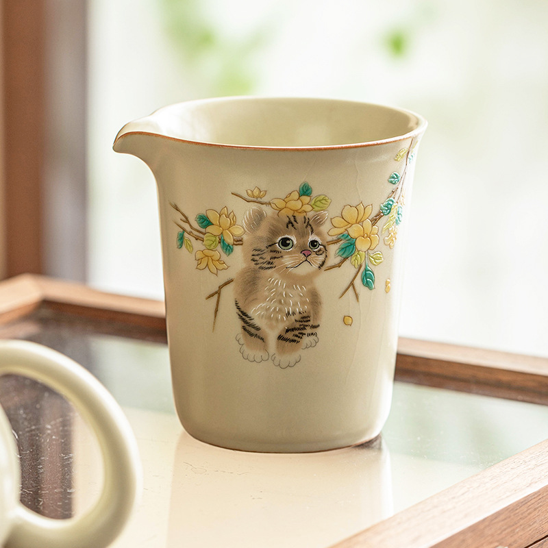 Vẽ tay mèo dễ thương cốc công bằng Gốm sứ thủ công cốc tách trà đơn tách trà biển Phụ Kiện Bộ trà gia dụng