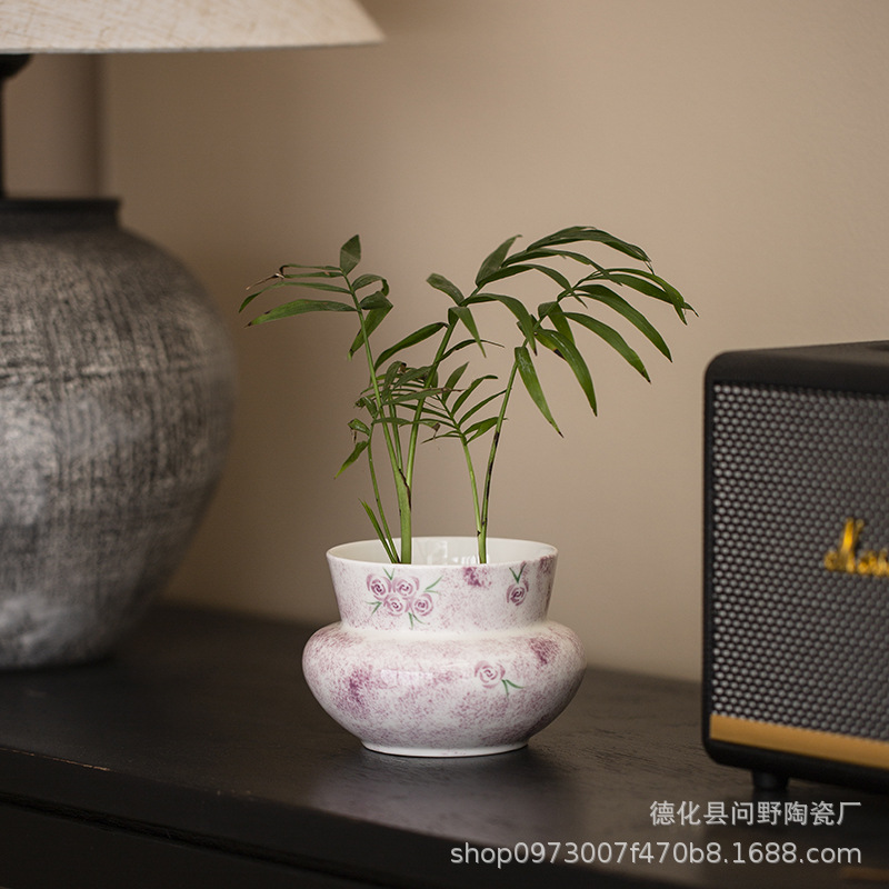 Bột mềm vẽ tay hoa hồng Jianshui gốm sứ gia dụng tinh tế để bàn chén trà cốc nước sáng tạo lọ trà phụ kiện trà đạo