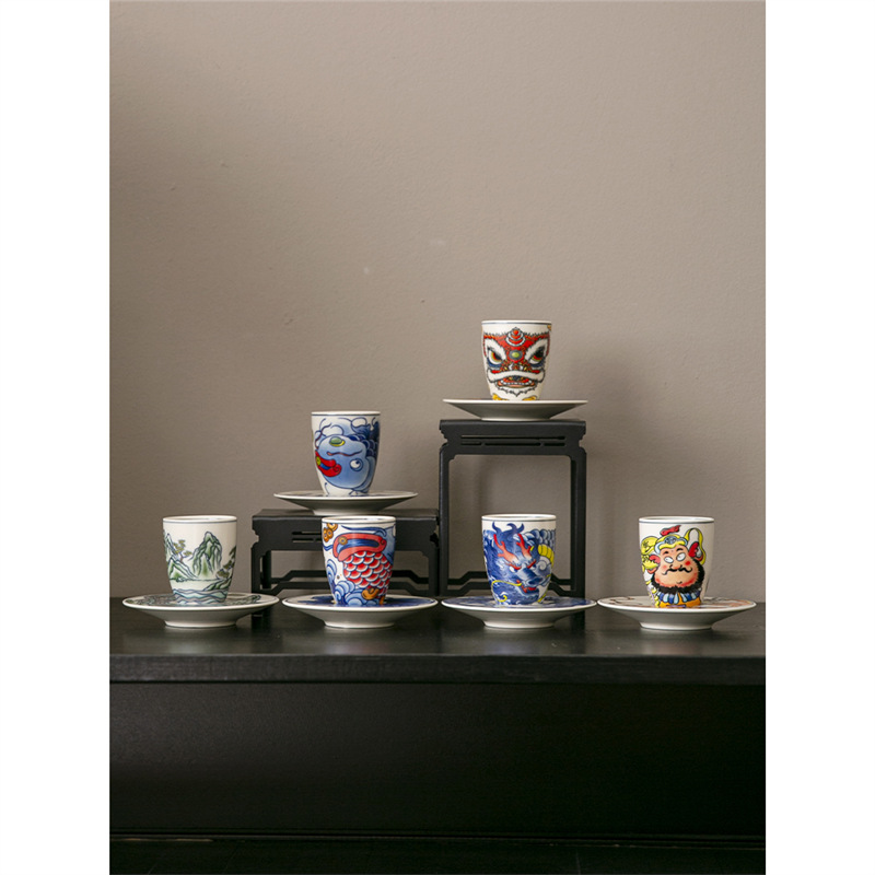 Cốc chủ nhân chuyên dụng cá nhân gốm sứ sáng tạo cốc hương cá rồng vẽ tay phong cách Trung Quốc cốc trà đơn