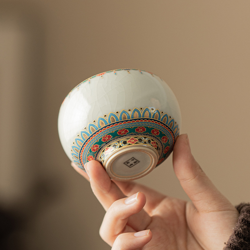 Cốc thiền Ruyao Đôn Hoàng Cốc gốm sứ có thể mở được cốc trà gia dụng cốc chủ nhân cốc chuyên dụng cá nhân cốc trà kiểu Trung Quốc