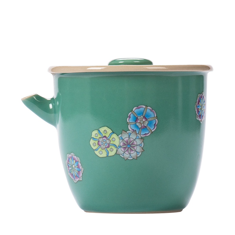 Bình cầm tay Lưu Phương bát có nắp gốm xanh ngọc lam kiểu Nhật ấm cầm tay dụng cụ pha trà Kung Fu ấm trà dụng cụ pha trà