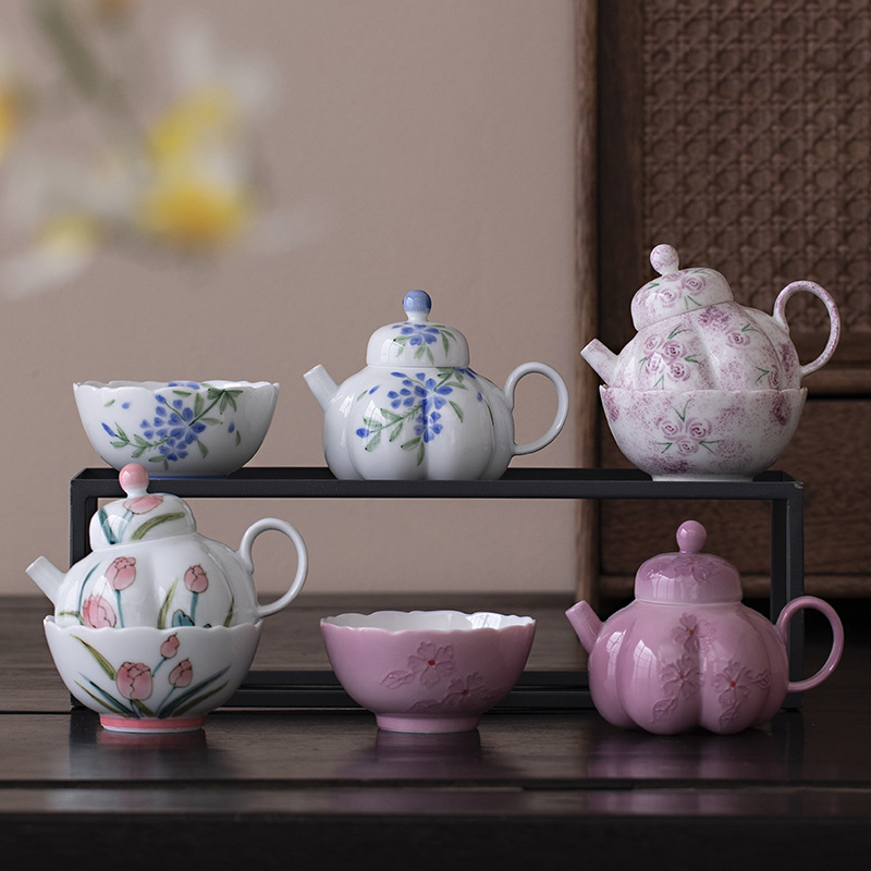 Bộ ấm trà du lịch một cốc vẽ tay tinh khiết bộ ấm trà sáng tạo bộ trà du lịch giá trị cao
