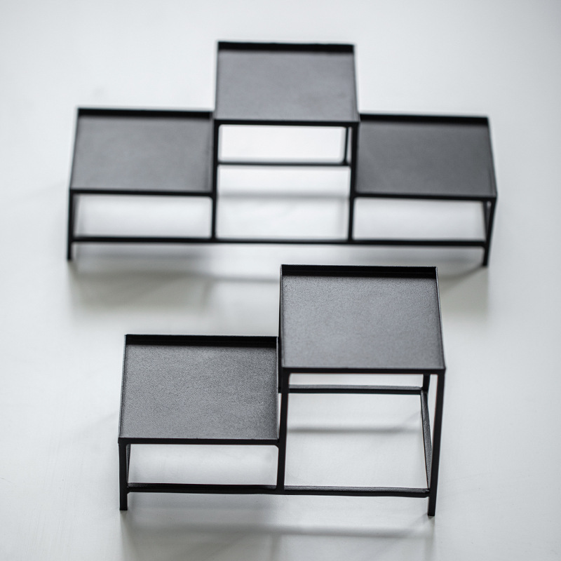 Giá trưng bày Bộ trà bằng sắt nghệ thuật sang trọng nhẹ, giá để đồ Bộ trà bằng sắt thủ công, Giá để đồ Bogu, tách trà, giá ấm trà